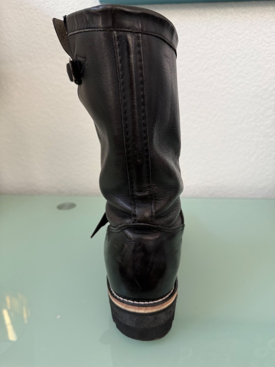 CHIPPEWA Black Leather steel-toed Motorcycle Boots Men\'s Size 12